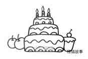 三层生日蛋糕简笔画画法图片步骤步骤4