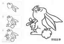 绘本故事抱着大萝卜的兔子简笔画画法图片步骤