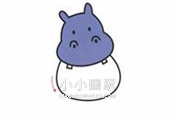 彩色卡通河马简笔画画法图片步骤步骤3