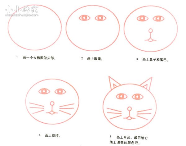 大脸猫简笔画画法图片步骤步骤2