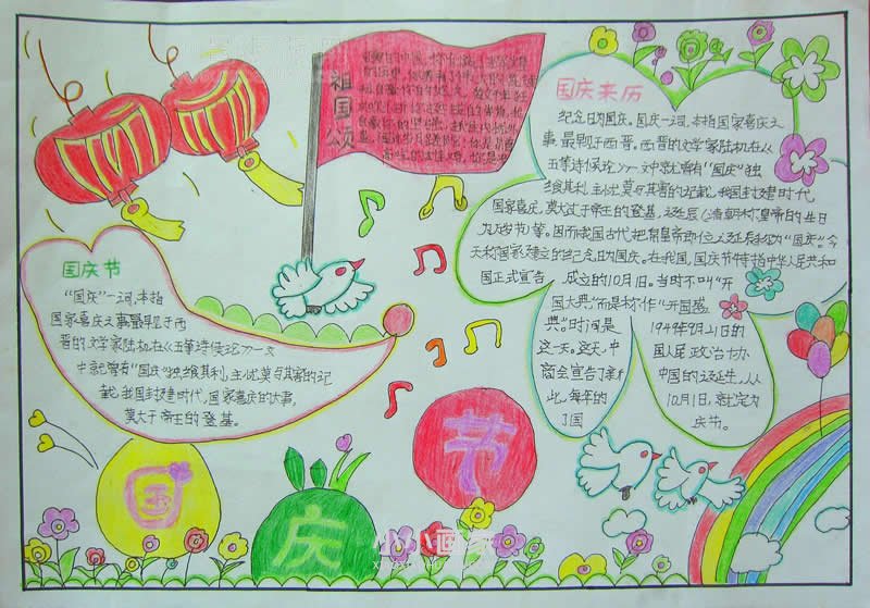 小学生一等奖国庆节手抄报图片步骤4
