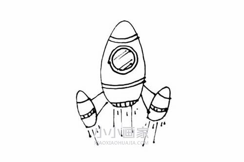 升空的宇宙飞船简笔画画法图片步骤步骤7