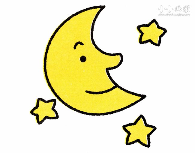 月夜简笔画画法图片步骤步骤1
