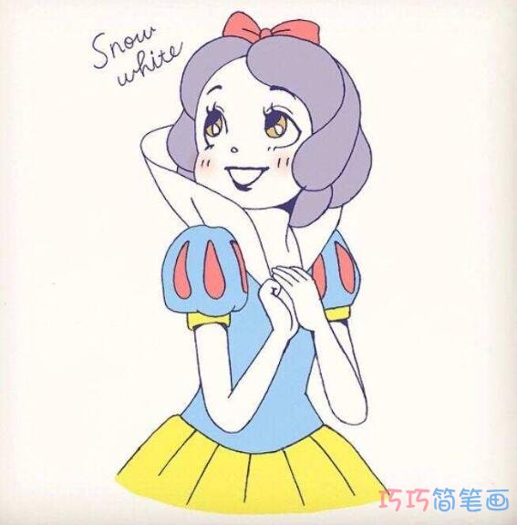 儿童涂色画白雪公主图片_白雪公主简笔画图片步骤1