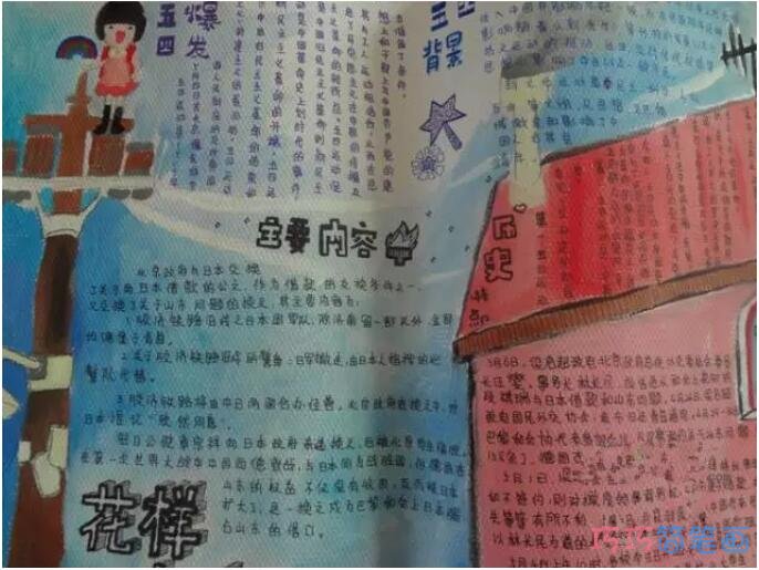 小学生关于五四运动历史内容的手抄报图片模板步骤1
