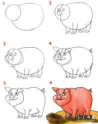 绘本故事等吃饭的大肥猪简笔画画法图片步骤
