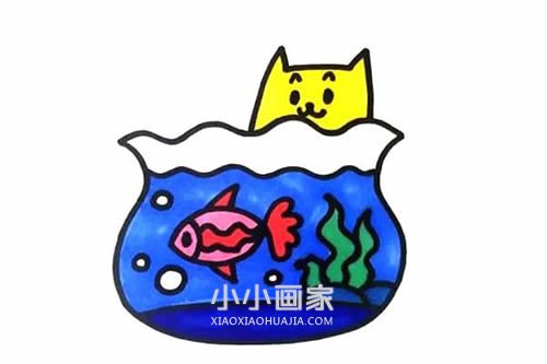 漂亮鱼缸简笔画画法图片步骤