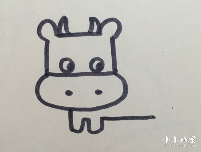 卡通小奶牛简笔画画法图片步骤步骤5