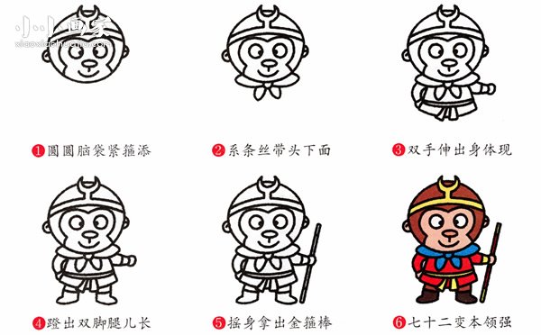 绘本故事好看孙悟空简笔画画法图片步骤
