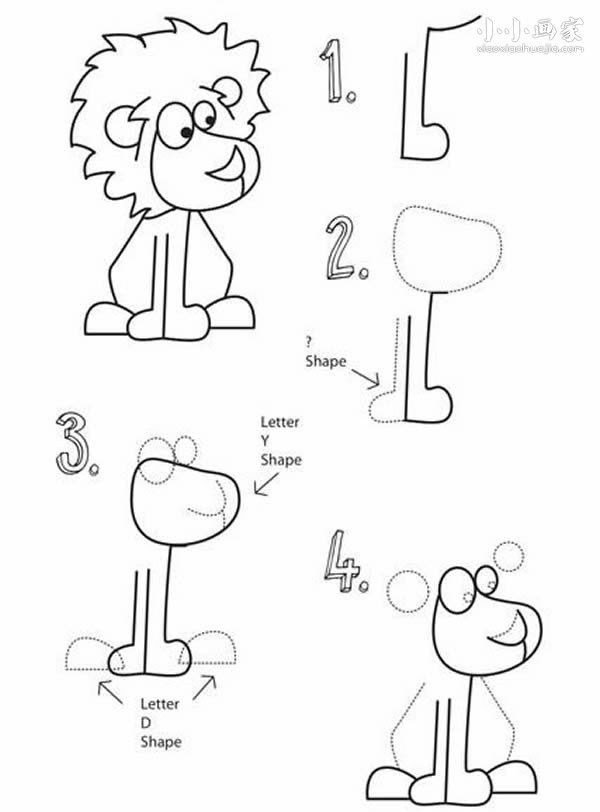 绘本故事坐姿的狮子简笔画画法图片步骤