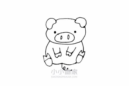 坐姿小猪简笔画画法图片步骤步骤7