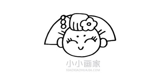 穿和服的日本女孩简笔画画法图片步骤步骤4