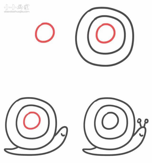 绘本故事字母O简笔画蜗牛的画法图片步骤