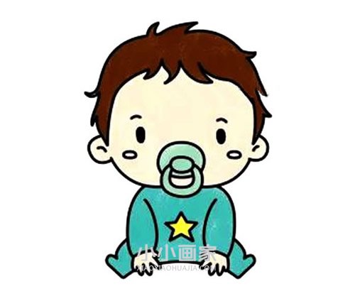 咬奶嘴的男宝宝简笔画画法图片步骤步骤1