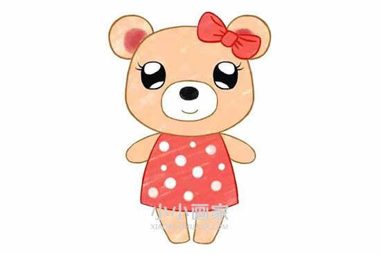 可爱的小熊姑娘简笔画画法图片步骤步骤1