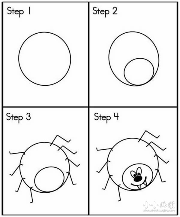 绘本故事卡通蜘蛛的简笔画画法图片步骤