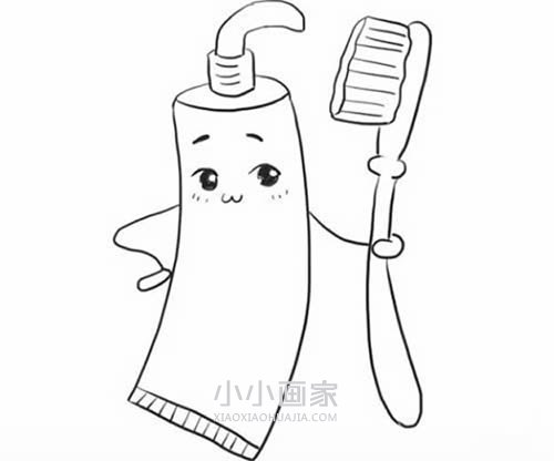 卡通牙膏牙刷简笔画画法图片步骤步骤1