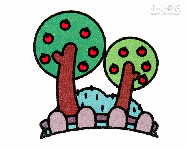 美丽果园简笔画画法图片步骤步骤1