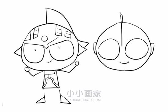 泰罗奥特曼和初代奥特曼简笔画画法图片步骤步骤7
