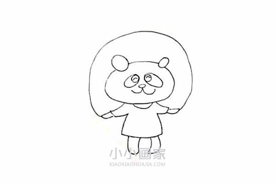 爱跳绳的大熊猫简笔画画法图片步骤步骤6