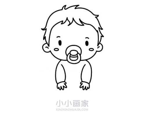 咬奶嘴的男宝宝简笔画画法图片步骤步骤5