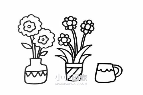 插着花的花瓶简笔画画法图片步骤步骤4