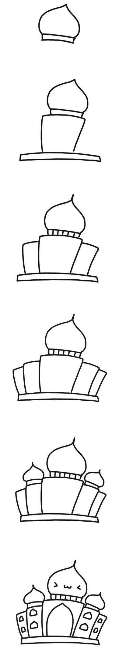 绘本故事印度泰姬陵简笔画怎么画步骤教程简单好看涂颜色