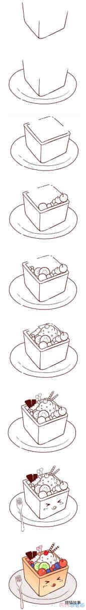 怎么画简单生日蛋糕简笔画步骤涂颜色步骤1
