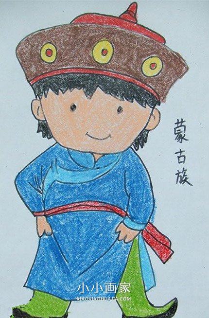 各民族人物蜡笔画作品图片步骤4