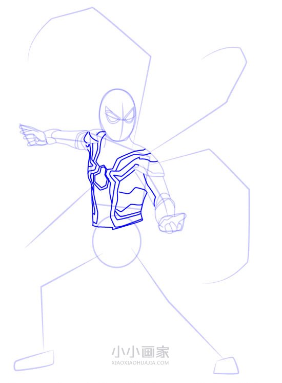 穿着全新战甲的蜘蛛侠简笔画画法图片步骤步骤6