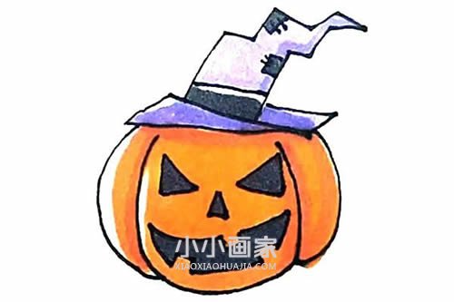 戴巫婆帽南瓜灯简笔画画法图片步骤步骤1