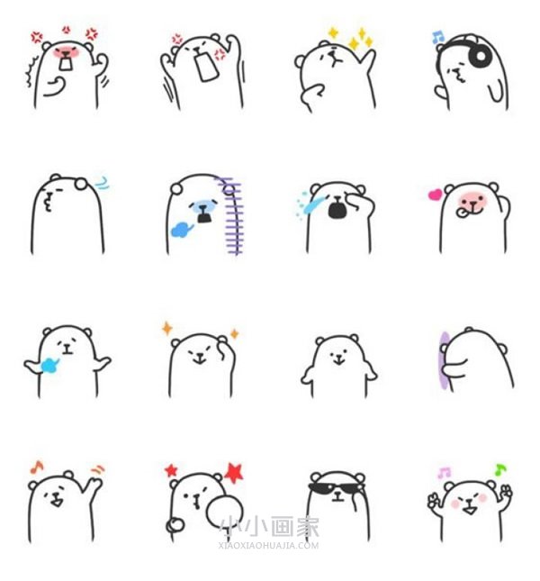 绘本故事卡通小熊表情简笔画画法图片步骤