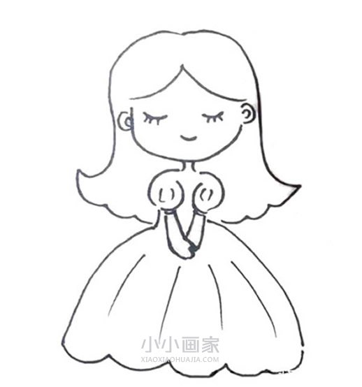 美丽公主简笔画画法图片步骤步骤6