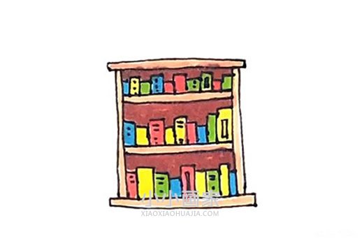 彩色书柜简笔画画法图片步骤步骤1