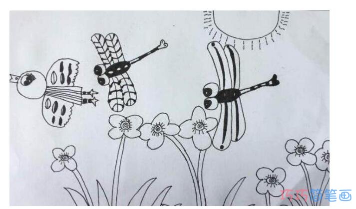 绘本故事怎么画蜻蜓 蜻蜓点水涂色儿童画