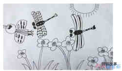 绘本故事怎么画蜻蜓 蜻蜓点水涂色儿童画