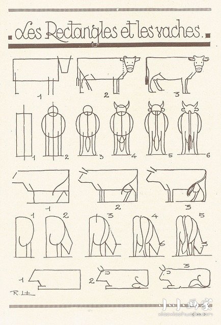 绘本故事不同形态牛的简笔画画法图片步骤