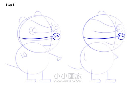 小猪佩奇獾Bentley和Barney简笔画画法图片步骤步骤6
