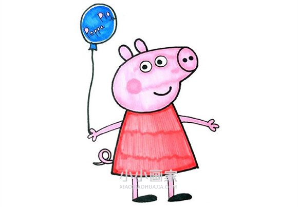 绘本故事拿气球的小猪佩奇简笔画画法图片步骤
