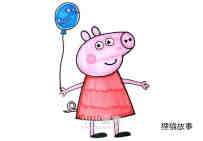 拿气球的小猪佩奇简笔画画法图片步骤步骤1