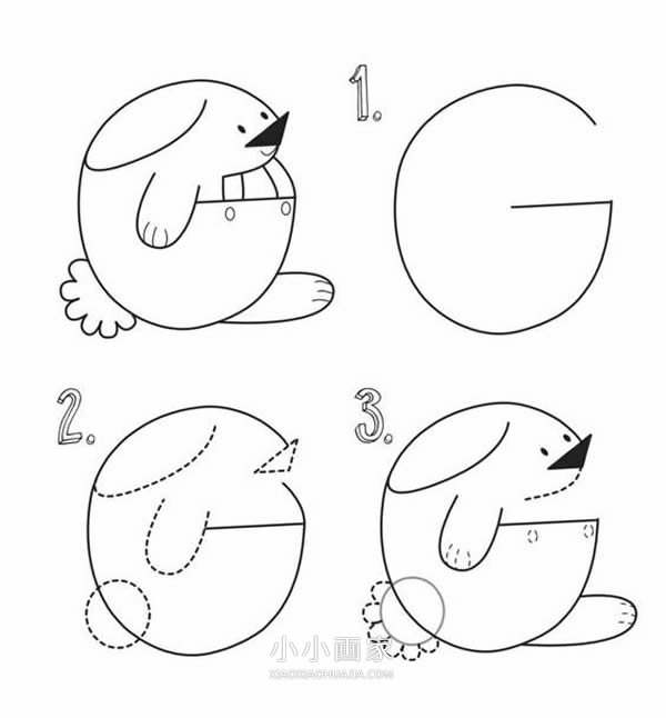 字母G简笔画卡通兔子画法图片步骤步骤1