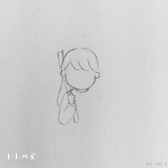 雨天打伞的小女孩简笔画画法图片步骤步骤3