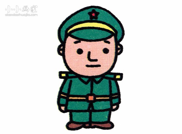 站岗的解放军叔叔简笔画画法图片步骤步骤1