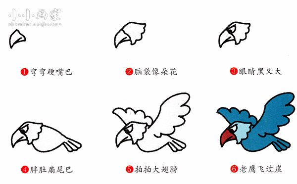 飞翔的老鹰简笔画画法图片步骤