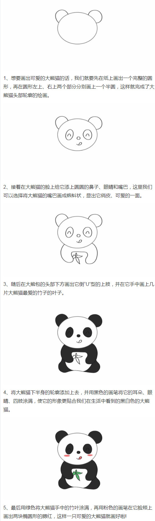 大熊猫怎么画涂色简单漂亮带步骤图步骤1