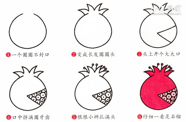 绘本故事石榴简笔画画法图片步骤