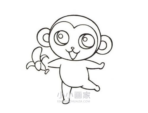 吃香蕉的小猴子简笔画画法图片步骤步骤6