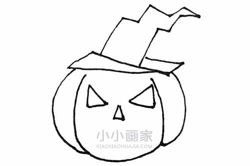 戴巫婆帽南瓜灯简笔画画法图片步骤步骤6