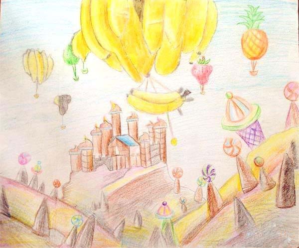 创意水果冰淇淋儿童画作品图片大全步骤1