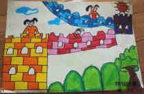 绘本故事小学生万里长城儿童绘画作品图片